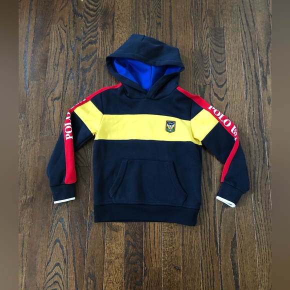 Polo Ralph Lauren Other - Polo Ralph Lauren Boys 6 RARE Vintage Colorblock Hooded Sweatshirt w/RLPC Crest